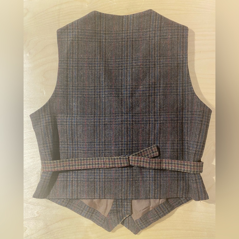 International Scene Wool Plaid Patchwork Vest Mad… - image 6